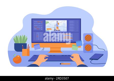 Computer and monitor of graphic animator Stock Vector