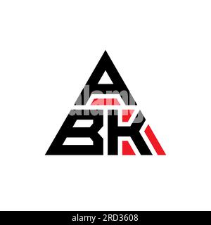 ABK triangle letter logo design with triangle shape. ABK triangle logo design monogram. ABK triangle vector logo template with red color. ABK triangul Stock Vector