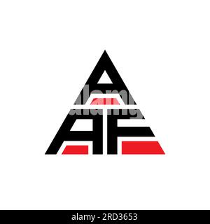 AAF triangle letter logo design with triangle shape. AAF triangle logo design monogram. AAF triangle vector logo template with red color. AAF triangul Stock Vector
