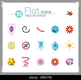 Virus Icons Set Stock Vector