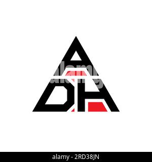 ADH triangle letter logo design with triangle shape. ADH triangle logo design monogram. ADH triangle vector logo template with red color. ADH triangul Stock Vector