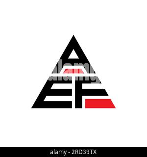 AEF triangle letter logo design with triangle shape. AEF triangle logo design monogram. AEF triangle vector logo template with red color. AEF triangul Stock Vector
