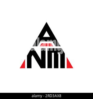 ANM triangle letter logo design with triangle shape. ANM triangle logo design monogram. ANM triangle vector logo template with red color. ANM triangul Stock Vector