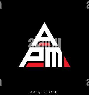 APM triangle letter logo design with triangle shape. APM triangle logo design monogram. APM triangle vector logo template with red color. APM triangul Stock Vector