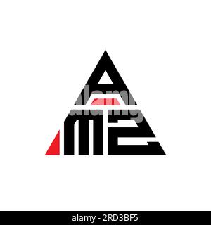 AMZ triangle letter logo design with triangle shape. AMZ triangle logo design monogram. AMZ triangle vector logo template with red color. AMZ triangul Stock Vector