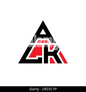 ALK triangle letter logo design with triangle shape. ALK triangle logo design monogram. ALK triangle vector logo template with red color. ALK triangul Stock Vector