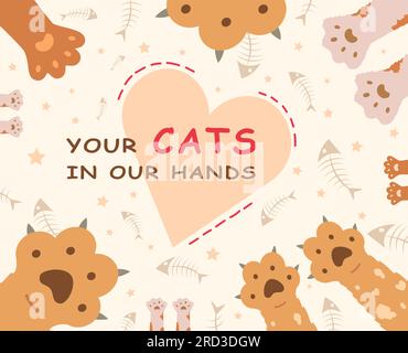 Cats shelter website background design Stock Vector