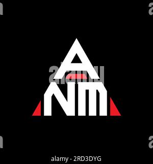 ANM triangle letter logo design with triangle shape. ANM triangle logo design monogram. ANM triangle vector logo template with red color. ANM triangul Stock Vector