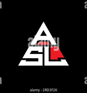 ASL triangle letter logo design with triangle shape. ASL triangle logo design monogram. ASL triangle vector logo template with red color. ASL triangul Stock Vector