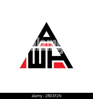 AWH triangle letter logo design with triangle shape. AWH triangle logo design monogram. AWH triangle vector logo template with red color. AWH triangul Stock Vector