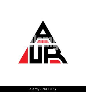 AUR triangle letter logo design with triangle shape. AUR triangle logo design monogram. AUR triangle vector logo template with red color. AUR triangul Stock Vector