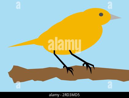 A bird, bird standing on branch, simple bird drawing, bird illustration, robin, nature, suitable for logo and sign and banner, good for education Stock Photo