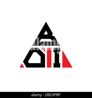 BOI triangle letter logo design with triangle shape. BOI triangle logo design monogram. BOI triangle vector logo template with red color. BOI triangul Stock Vector