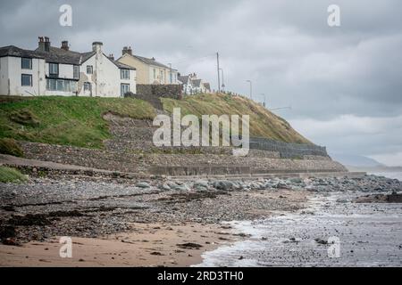 Houses on the seafront at Seascale, Cumbria Stock Photo