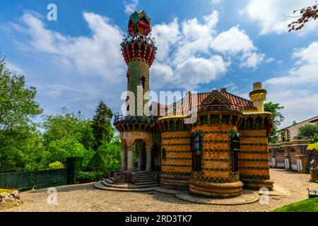 View of El Capricho villa in Comillas or Gaudí’s Sunflower Villa, Cantabria, Spain. Designed by architect Antoni Gaudí. It was built as summer residen Stock Photo