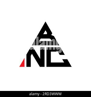 BNC triangle letter logo design with triangle shape. BNC triangle logo design monogram. BNC triangle vector logo template with red color. BNC triangul Stock Vector