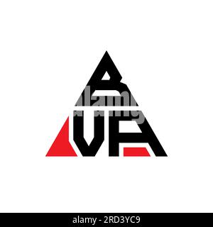 BVA triangle letter logo design with triangle shape. BVA triangle logo design monogram. BVA triangle vector logo template with red color. BVA triangul Stock Vector