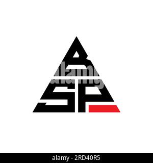 BSP triangle letter logo design with triangle shape. BSP triangle logo design monogram. BSP triangle vector logo template with red color. BSP triangul Stock Vector