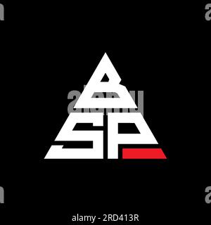 BSP triangle letter logo design with triangle shape. BSP triangle logo design monogram. BSP triangle vector logo template with red color. BSP triangul Stock Vector