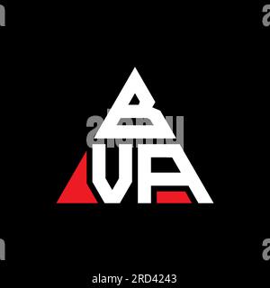 BVA triangle letter logo design with triangle shape. BVA triangle logo design monogram. BVA triangle vector logo template with red color. BVA triangul Stock Vector