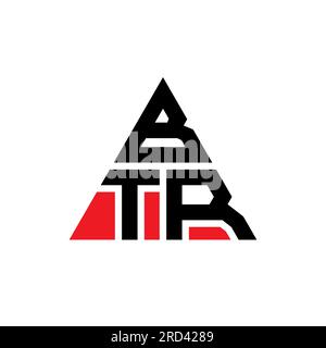 BTR triangle letter logo design with triangle shape. BTR triangle logo design monogram. BTR triangle vector logo template with red color. BTR triangul Stock Vector