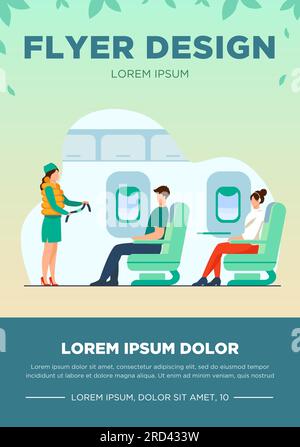 Flight attendant explaining safety instructions Stock Vector