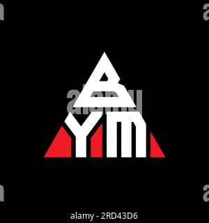 BYM triangle letter logo design with triangle shape. BYM triangle logo design monogram. BYM triangle vector logo template with red color. BYM triangul Stock Vector