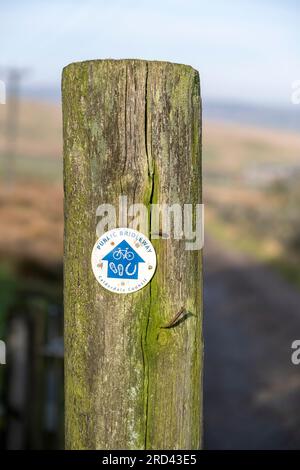 Bridleway Signpost near to Stoodley Pike on the Pennine way, Calderdale. Stock Photo