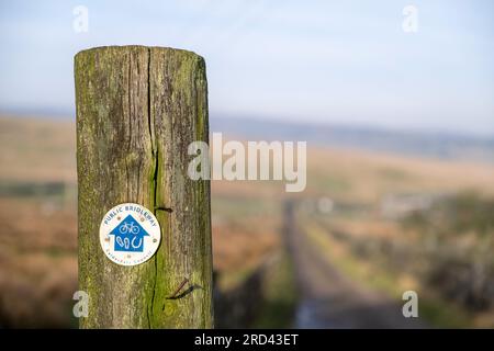 Bridleway Signpost near to Stoodley Pike on the Pennine way, Calderdale. Stock Photo