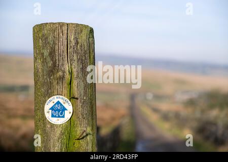 Bridleway Signpost near to Stoodley Pike on the Pennine way, Calderdale. Stock Photo