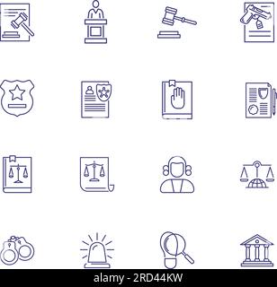 Court line icon set. Judge, courthouse Stock Vector