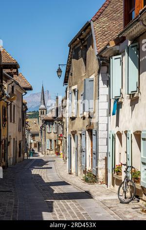 Houses along Rue du Bourg in Mens Trieves Grenoble Isere Auvergne-Rhone-Alpes France Stock Photo