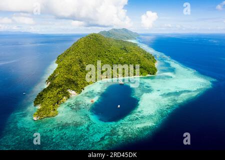Aerial View of Cape Kri, Raja Ampat, West Papua, Indonesia Stock Photo