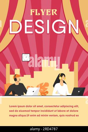 Customer support representatives working in call center Stock Vector