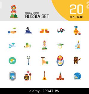Russia Icon Set Stock Vector