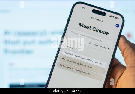 Claude 2 Ai by Anthropic a Friendly assistant, Fast, capable, and truly conversational Stock Photo