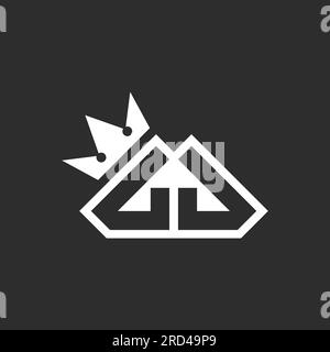 GG logo monogram symbol with crown shape design vector, creative elegant Monogram. Premium Business logo icon. White color on black background Stock Vector