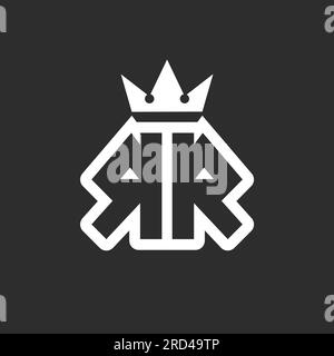 RR logo monogram symbol with crown shape design vector, creative elegant Monogram. Premium Business logo icon. White color on black background Stock Vector