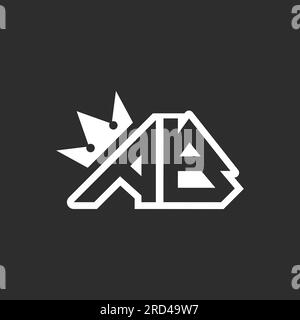 ab logo monogram symbol with crown shape design vector, creative elegant Monogram. Premium Business logo icon. White color on black background Stock Vector