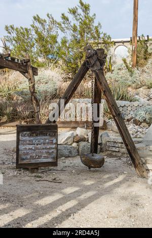 Ancient weather rock at Cabot's Pueblo Museum. Cabot's Pueblo Museum is an American historic house museum located in Desert Hot Springs. Stock Photo