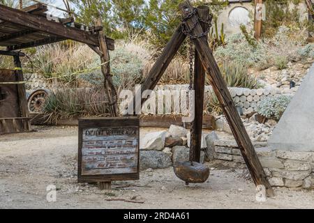 Ancient weather rock at Cabot's Pueblo Museum. Cabot's Pueblo Museum is an American historic house museum located in Desert Hot Springs. Stock Photo