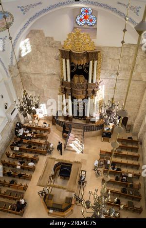 Hurva synagogue interior in the Jewish Quarter of the Old City of Jerusalem Stock Photo