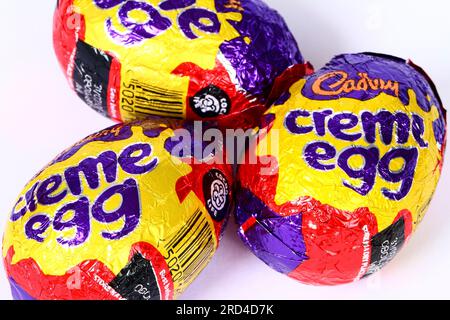 Close up of three Cadbury Creme eggs Stock Photo