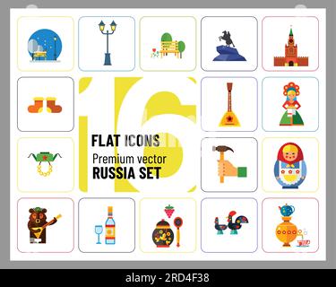 Russia Icon Set Stock Vector