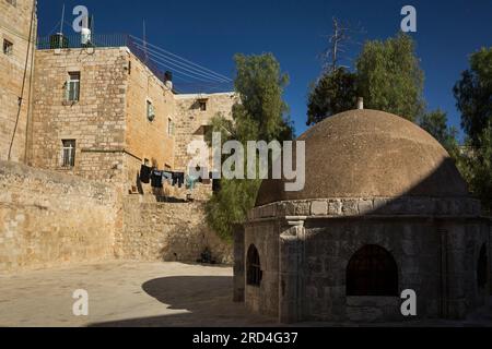 Horizontal view of the Queen Helen Coptic Orthodox Ethiopian church, 9th Station of Via Dolorosa, Old City of Jerusalem, Israel Stock Photo