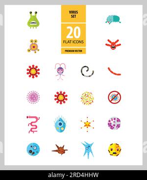 Virus Icons Set Stock Vector