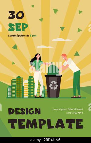 Couple of volunteers collecting garbage Stock Vector