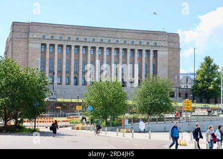 The Finnish parliament building on Mannerheimintie in Helsinki, Finland Stock Photo