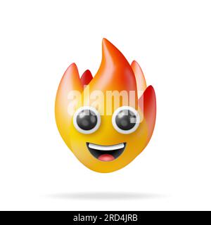 3d Fire Smile Flame Icon Stock Vector