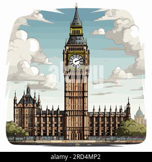 Big Ben. Big Ben hand-drawn comic illustration. Vector doodle style cartoon illustration Stock Vector